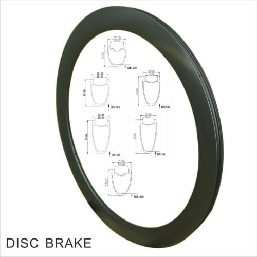 Tubeless Road Carbon Rim 30mm 35mm 45mm 50mm 55mm 60mm 75mm 80mm 700C Bicycle Rims 25mm Width
