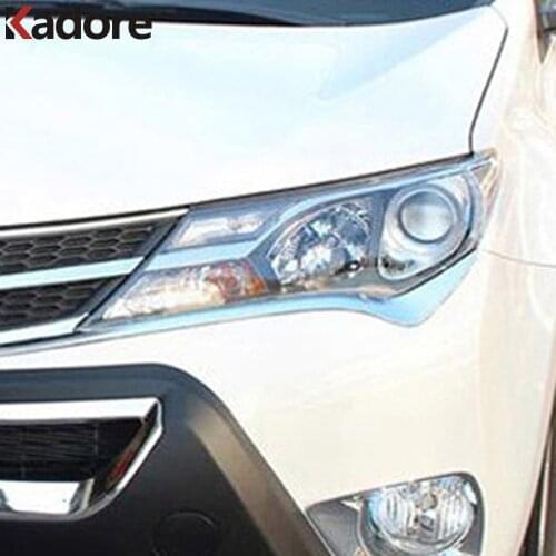 For Toyota RAV4 RAV 4 2013 2014 2015 Chrome Car Front Head Light Lamp Cover Trim Headlight Eyebrow Strips Car Styling