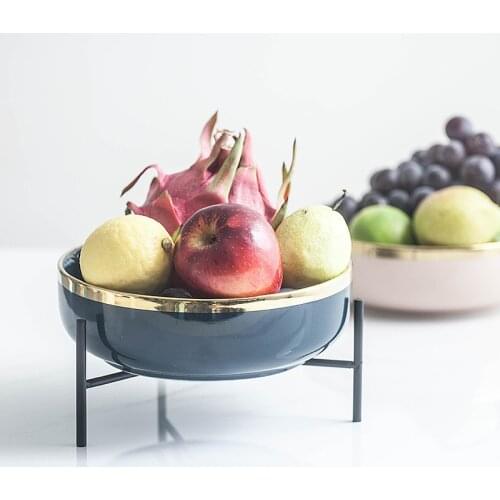 Ceramic Fruit Plate Salad Bowl Luxury Nordic Style Home Tableware European High-grade Fruit Pot