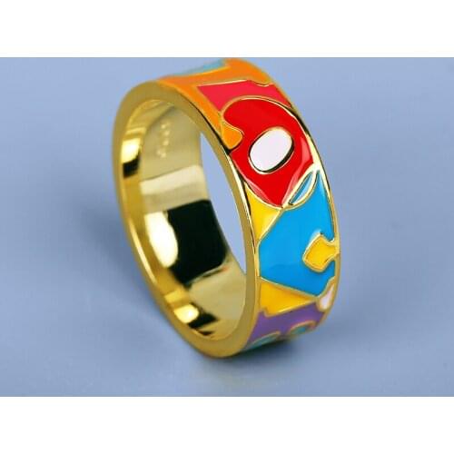 Fashion Irregular Shape Color Epoxy Jewelry Ring Advanced Handmade Enamel Womens Ring Wedding Jewelry Birthday Gift