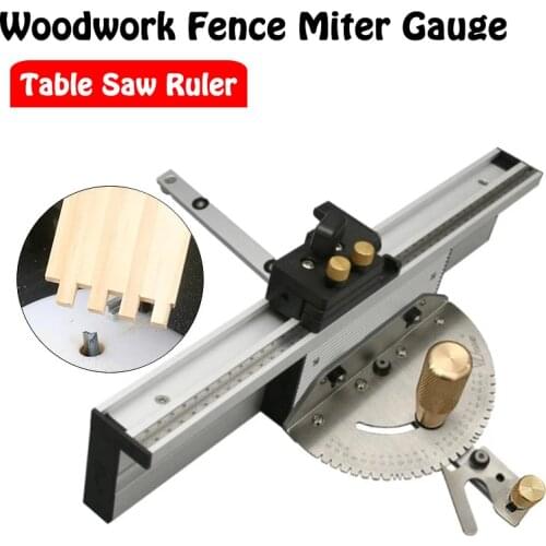 Woodworking Enhanced Fence Miter Gauge Set Table Saw Router Angle Miter Gauge Guide 450mm Alu Mortise Tenon and Flip Stopper