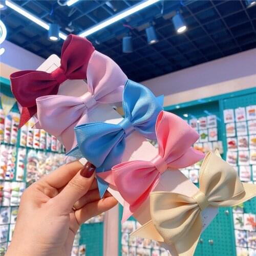 2021 New Fashion Childrens Cute Colorful Fabric Bow Hairpins Hair Accessories Korea Sweet Girl Princess Duckbill Clip Headdress