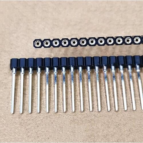 2.54mm single row female socket round hole female socket 1 * 40P extension pin long foot full copper row pin socket connector