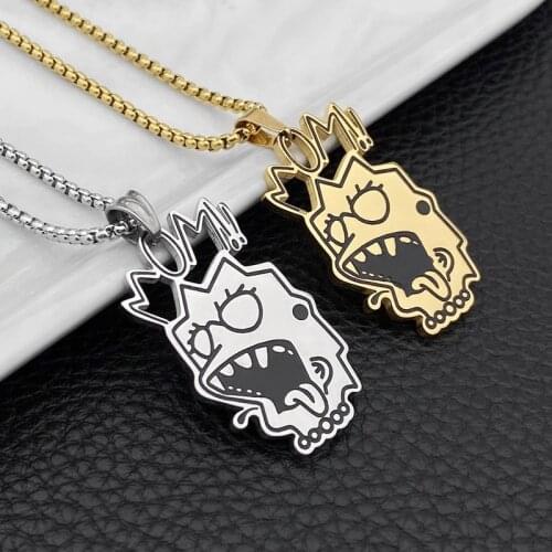 Fashion necklace titanium steel funny round brand pendant men and women couple all-match jewelry hot sale