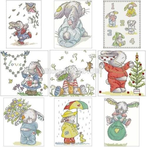 Patch Rabbit-1 patterns Counted Cross Stitch 11CT 14CT DIY wholesale Chinese Cross Stitch Kits Embroidery Needlework Sets