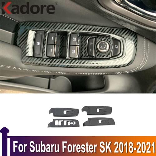 For Subaru Forester SK 2018 2019 Carbon Fiber Window Lifter Control Window Switch Decor Armrest Trim Car Styling Accessories