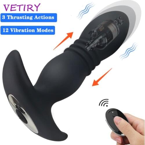 VETIRY Anal Vibrator Telescopic Vibrator Male Prostate Massager Remote Control Dildo Butt Plug Vibrator Anal Sex Toys For Men