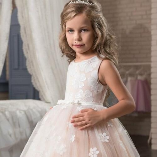 Vintage Flower Girls Dress For Wedding Evening Children Princess Party Pageant Long Gown Kids Dresses for Girls Formal Clothes