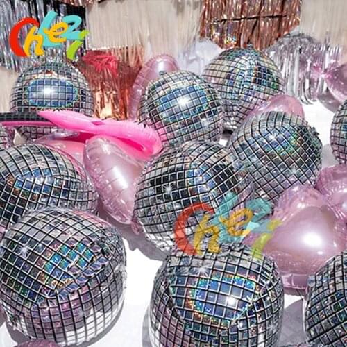 10PCS 4D Disco Helium Foil Balloons Happy Birthday 1st baby shower Party Supplies Wedding Party Decoration Air Balloon Kids toys