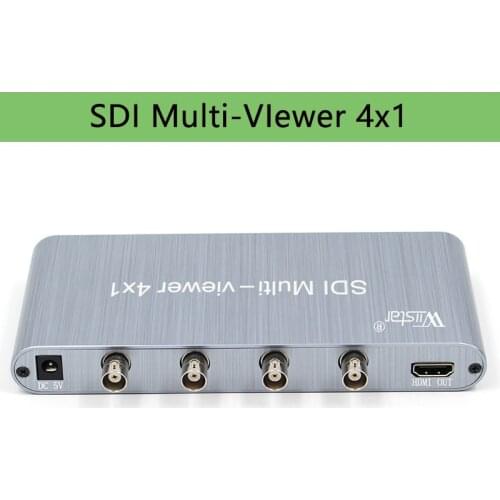 Wiistar SDI Multiviewer 4X1 SDI Switch to HDMI SDI 4 in HDMI 1 Out 1080p SD/HD/3G-SDI RS232 for PC Video Conference TV Monitor