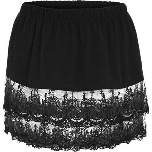 Layered Tiered Sheer Lace Solid Color Trim Extender Half Slip Plus Size Skirt Short Skirt All Match Lace Rendering False Shirt