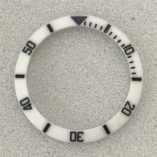 Replacement 38MM Ceramic Watch Bezel Embossed White Watch Insert for Wristwatch Repair Tools