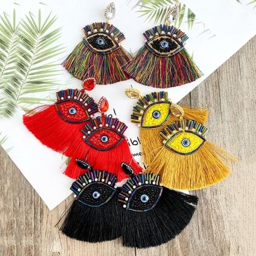 Red Eyes Pendientes Tassel Earrings For Women Handmade Wedding Earrings Bohemian Beaded Statement Earring Christmas Gift
