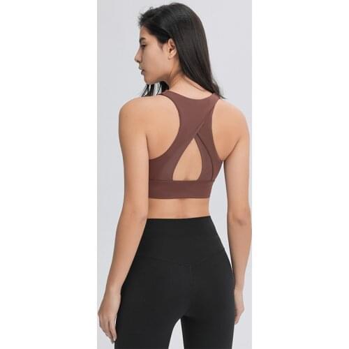 Fitness Women Sports Bra Tights Yoga Vest Top Gym Clothing Female Shockproof High-neck Triangle Hollow With Chest Pad Underwear