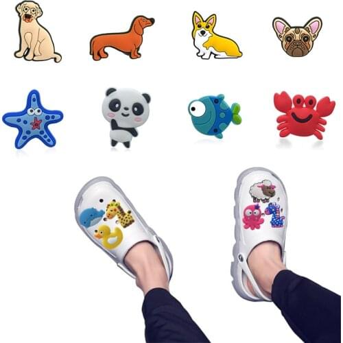 1pcs Animals Dogs PVC Shoe Charms Fish Panda Corgi Shoe Decorations Accessories Shoe Frog Koala Ornaments Kids Gift