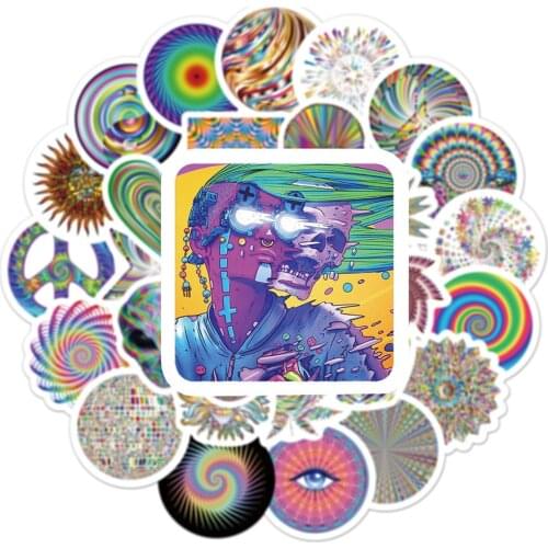 10/30/50PCS Psychedelic Cool Stickers Skateboard Laptop Guitar Motorcycle Phone Car Bike PVC Graffiti Sticker Decal Kid Toys