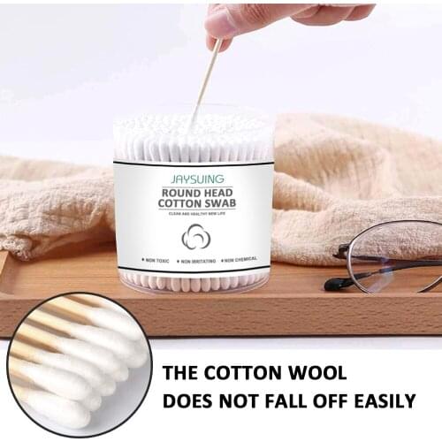 100pcs Disposable Ultra-small Cotton Swab Lint Free Micro Brushes Wood Cotton Buds Swabs Eyelash Extension Glue Removing Tools