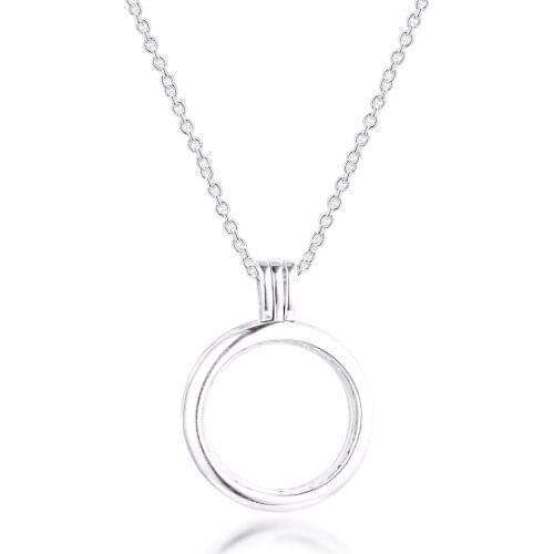 100% 925 Sterling Silver Medium Large Floating Locket Necklaces for Women Pendant Necklace Fine Jewelry Gift Pendentif Argent