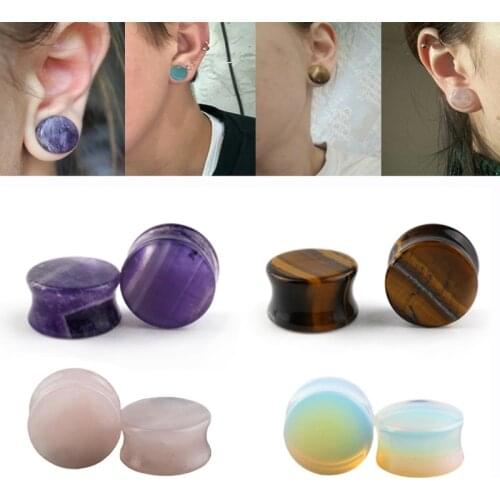 2PCS Stone Ear plugs and tunnels Piercing Gauges Earrings Plug Flesh Expander Ear Stretcher for Men Women Body Jewelry 8-20mm