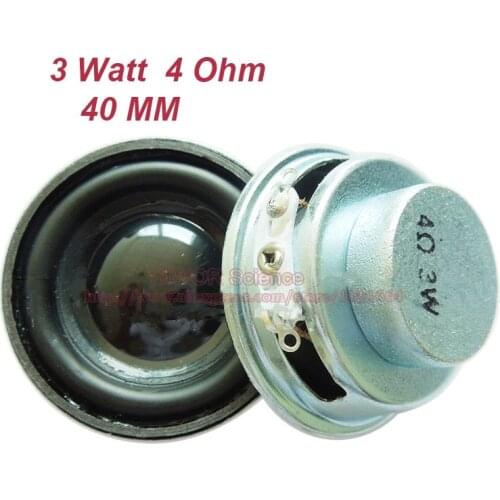 2pcs/lot) 4 Ohm 3W Loudspeaker 40MM Speaker 22MM Internal Magnetic 13MM Voice Coil Single Magnet PU Edge Black Bright Hat
