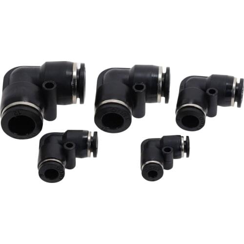 5Pcs Black High Quality Pneumatic Fittings Tube Joint Quick 90-degree Plastic Bend PV-04 06 08 10 12 Connector