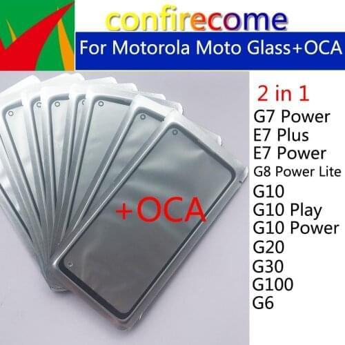 50Pcs\Lot For Moto G6 G7 G10 E7 Plus Play G8 Power Lite G20 G30 G100 LCD Front Touch Screen Lens Glass With OCA Glue Replacement