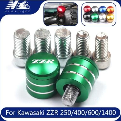 For Kawasaki ZZR 250 400 600 ZZ-R 1100 1400 All Year Mtorcycle CNC Aluminum Rearview Handlebar Mirror Bolt Screws Mount Adapter