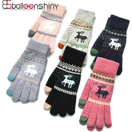 Balleenshiny Plush Thick Warm Baby Gloves Winter Christmas Deer Mittens Children Kids Full Finger Gloves For 16Y Kids Gloves