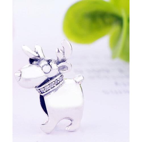 Authentic 925 Silver Animal Deer Elk Bead Fit Original Pan Charm Bracelet Jewelry For Making Women Christmas Berloque 2020
