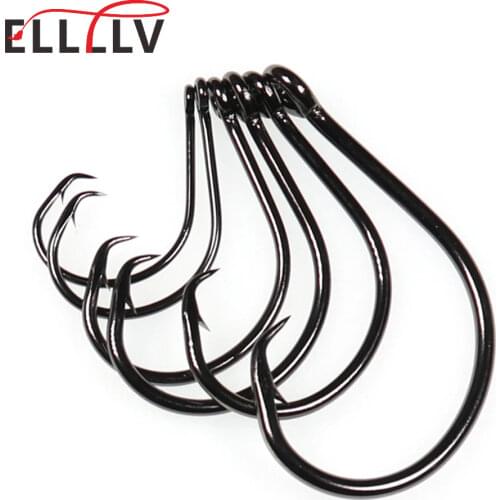 8/0 - 14/0 High Carbon Steel Thick Wire Saltwater Fishing Circle Hook Strong Trolling Tuna Shark Boat Fishing Hook Black Nickel
