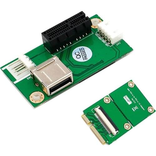 H1111Z Add On Cards Mini PCI-E to PCI Express 1X Adapter Riser Extension Cord Mini PCIE to PCIE X1 USB 2.0 Card Riser FFC Cable