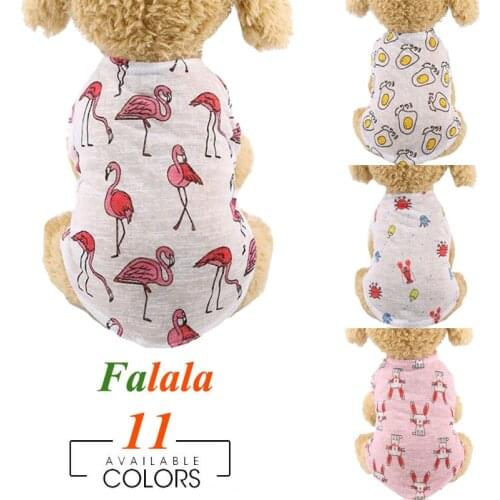 Cotton Pet Clothing Summer Sunscreen Vest Cool Breathable Dog Vest Cute Printed Puppy Dog T-shirt for Small and Medium Dogs
