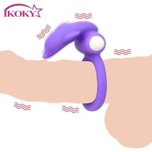 IKOKY Vibrator Penis Rings Vibration Cock Rings Clitoris Stimulator Male Masturbation Sex Toys for Men Delay Ejaculation