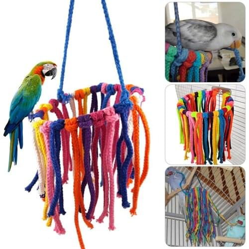 Parrot Rope Perch Swing Cockatiel Cage Hanging Toys Pet Birds Training Accessories 13-14cm