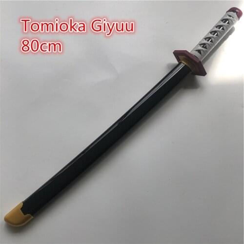 Kimetsu no Yaiba Sword Demon Slayer Weapon Tomioka Giyuu Rengoku Kyoujurou Cosplay Sword Ninja Knife wood Weapon Prop 80cm