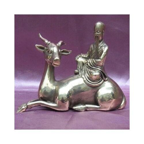 Collecting antique pure copper riding deer longevity ornament longevity riding deer old mans home decoration (Fairy Guide)