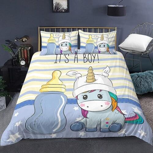Unicorn Bedding Set Duvet Cover Set Bed Linens Bedclothes Home Textile Twin Full Queen King Size Nordic Bed Cover For Kids