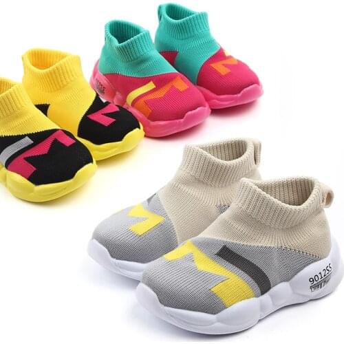 New Cotton Striped Color Air Mesh Infant Toddler Shoes Sneakers Non-slip Rubber Sole Children Kids Shoes Boy Girl Shoes
