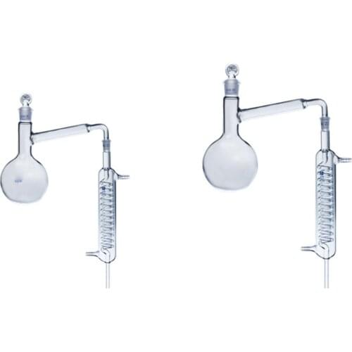500ml 1000ml Lab Distillation Apparatus Round Bottom Flask with Coil Glass Condenser Distilling Essential Oil Refining