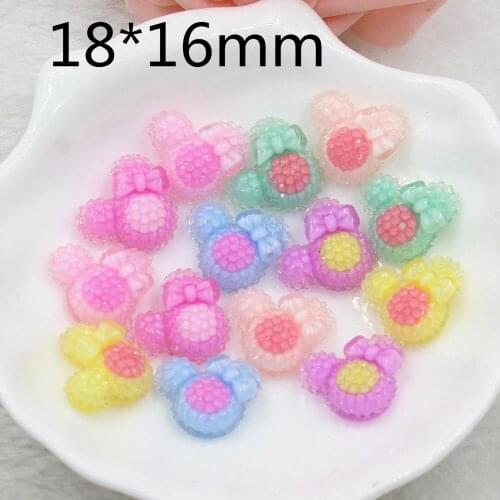 50pcs/lot kawaii resin mouse with bow mix colors for kids flat back resin cabochons accessories