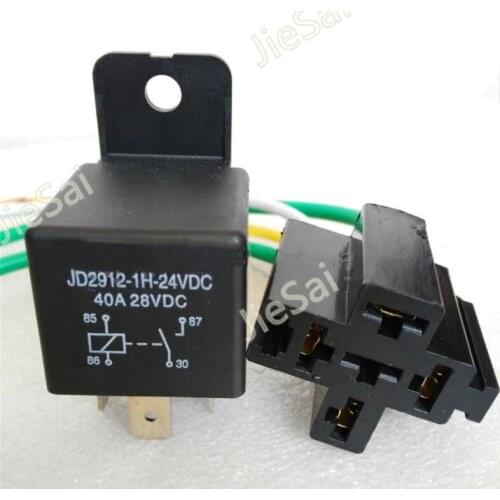Normally open 4 pin 24V 40A auto relay automotive relay and relay socket with wire