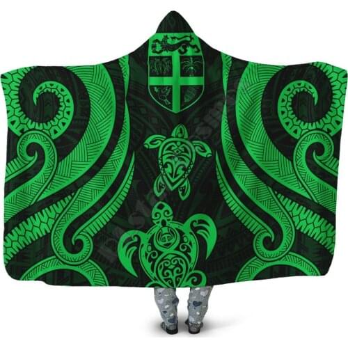 Fiji Hooded Blanket Green Tentacle Turtle 3D printed Wearable Blanket Adults Kids Various Types Hooded Blanket