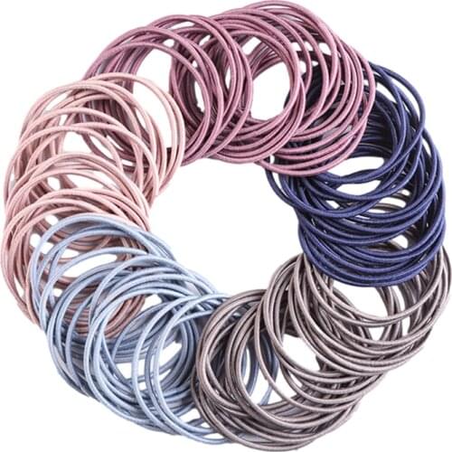 50Pcs Simple Colorful Elastic Hair Bands for Women Girls Cute Candy Thin Rubber Band Hair Ties Rope Headband Hair Accessories