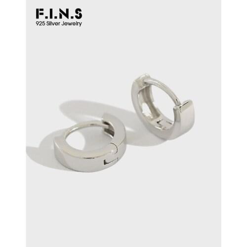 F.I.N.S S925 Sterling Silver Ear Buckle Geometric Simple Small Circular Silver 925 Hoop Earring Female Minimalist Jewelry