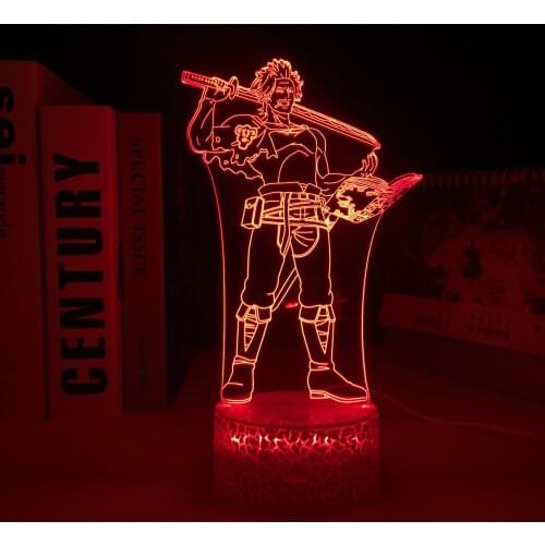 Black Clover Anime Yami Sukehiro 3D LED White Base Nightlight for Bedroom Decor Nightlight Manga Birthday Gift LED Table Lamp