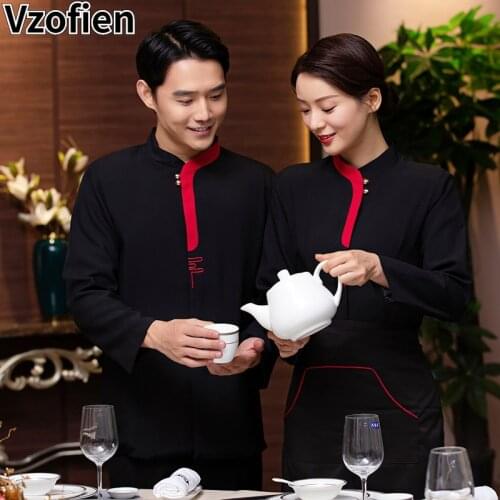 Waiter Uniform Long Sleeve Catering Hotel Waiter Restaurant Breathable Workwear Hotel Uniform Female Fast Food Hot Pot Jacket