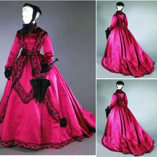 19 Century Vintage Victorian Dress 1860s Scarlett Civil War Southern Belle dress Marie Antoinette dresses US4-36 C-862