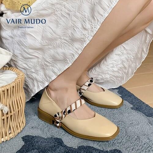 VAIR MUDO Women Pumps Shoes High Heels Mary Janes Square Toe Fashion Elegant Casual Spring/Autumn Black White Women Shoes D232L