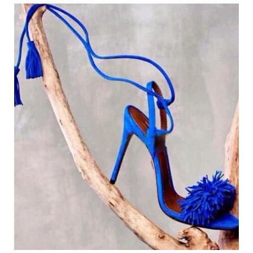 Superstar love most women shoes open-toe sandals igh heel lace-up heels yellow blue red grey black tassel shoes party sandals