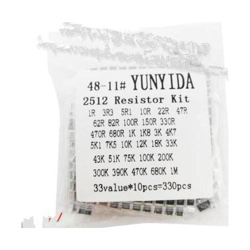 1bag/lot2512 commonly used patch resistor package 33 kinds of resistance each 10 including 1R 10R 1K 100K 1M connector